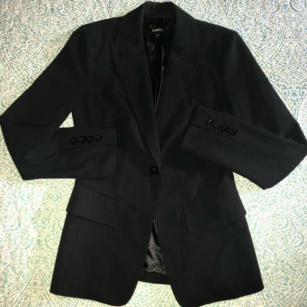 Black Bebe blazer with black leopard lining.